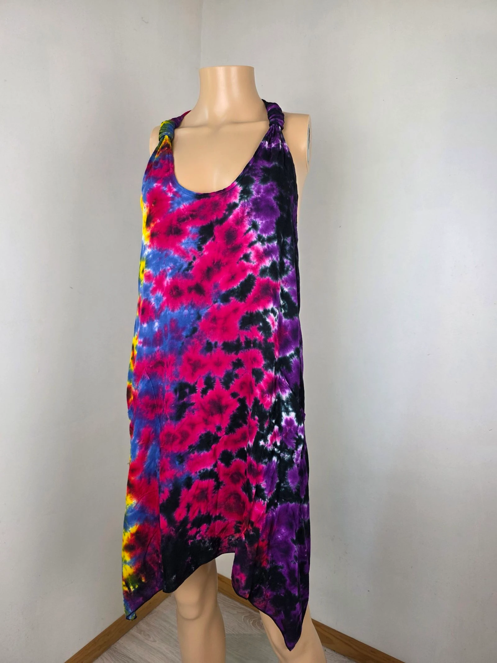 Boho fairy vintage Y2K tie-dye asymmetrical dress one size – photo 10